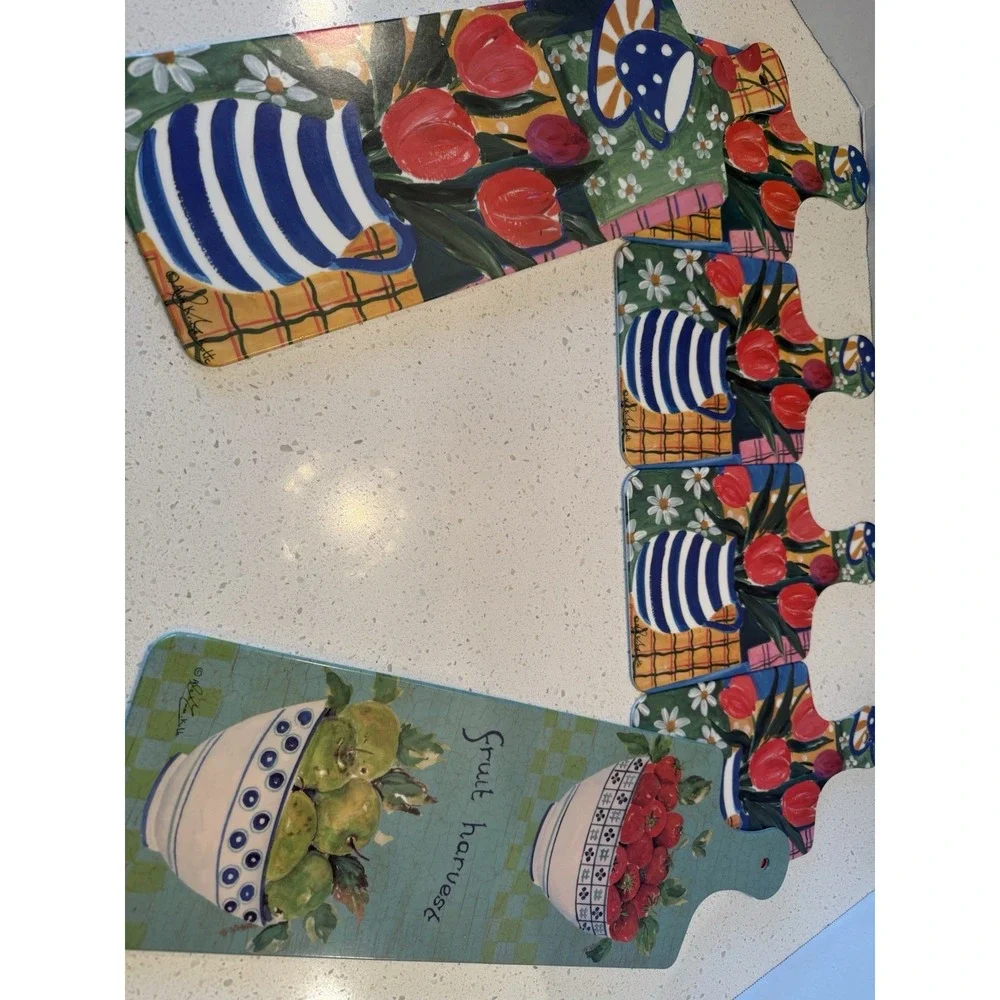 Home Essentials Melamine Floral & Fruit Platter Serving‎ Chopping Tray Set Of 6